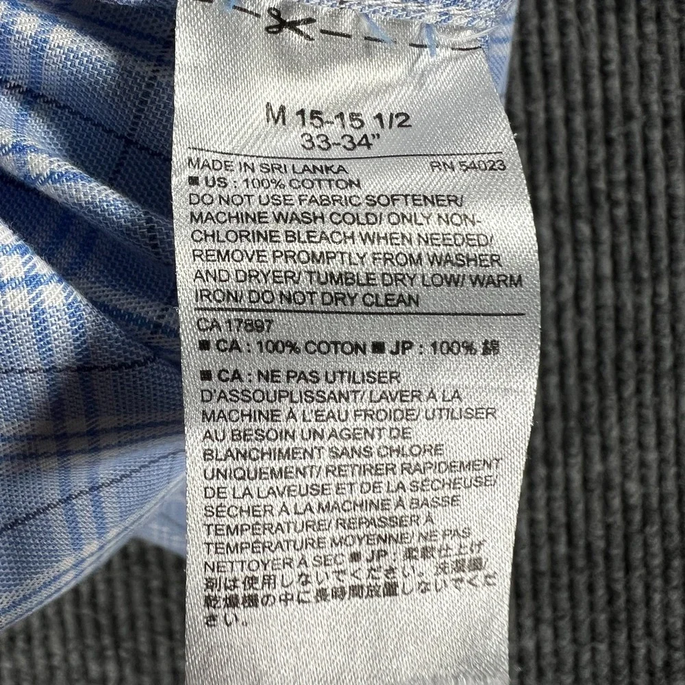 Banana Republic Shirt Mens Medium Blue Plaid Long Sleeve Button Up Casual